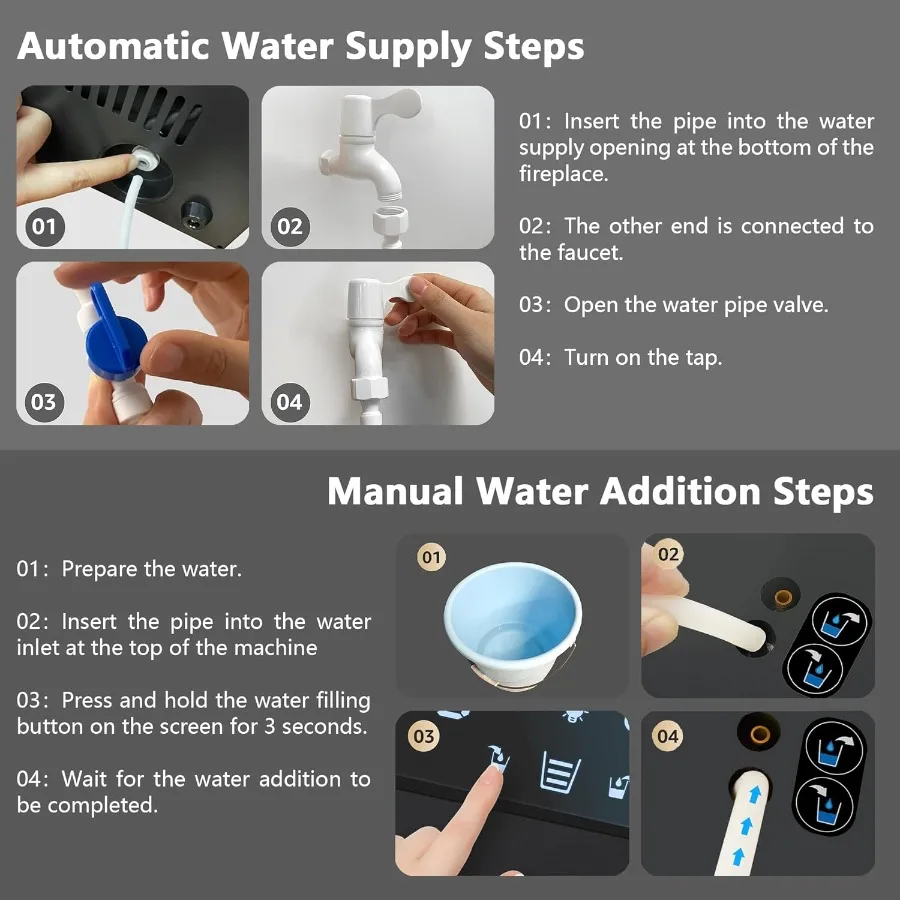 Camino elettrico da incasso a fiamma atomizzata realistica con controllo manuale dell'acqua e telecomando per soggiorno o letto moderni