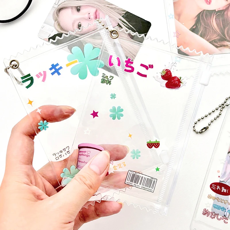 Cute Transparent Candy Bag para Meninas, Kpop Card Sleeves, Photocard Holder, Badge Display, Pendant Gift, 3"