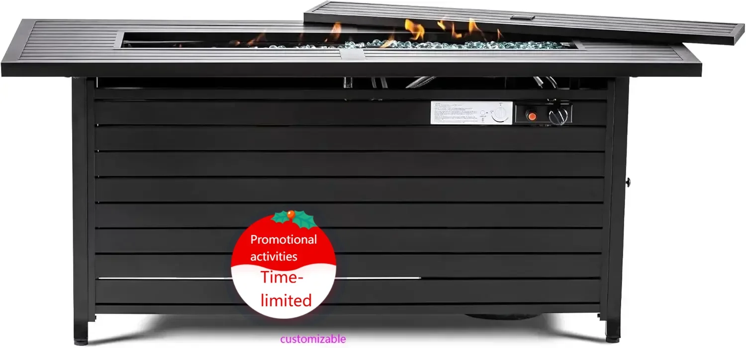 

Горячая распродажа: 57-дюймовый пропановый стол-очаг для улицы, газовый стол-очаг мощностью 50000 BTU с крышкой, прямоугольный черный стол-очаг.