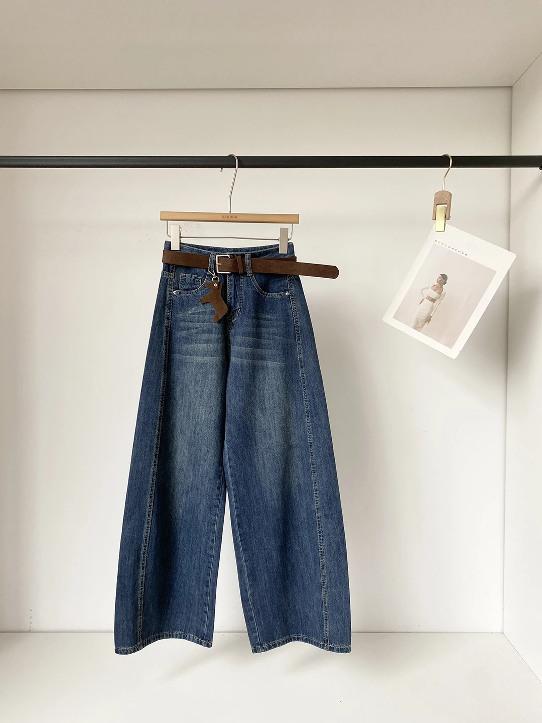 Spring 2026 Stylish Slim Fit Wide Leg Jeans Commute High Waist Denim Pants Women's Fashionable Loose Casual Trousers