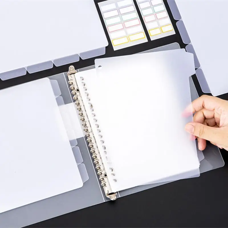 A4 A5 B5 فواصل الموثق Genera ثقوب الموثق مؤشر 5 علامات التبويب متجمد البلاستيك مخطط مقسم ل حلقة مستديرة الموثق ورقة حامي #2