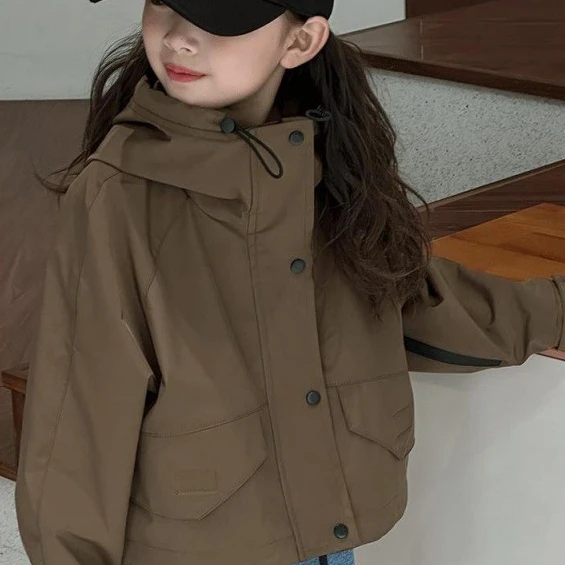 Girls Coat Spring and Autumn 2024 New Childrens Clothing Net Red Childrens Clothing Spring Top Children Hardshell Jacket