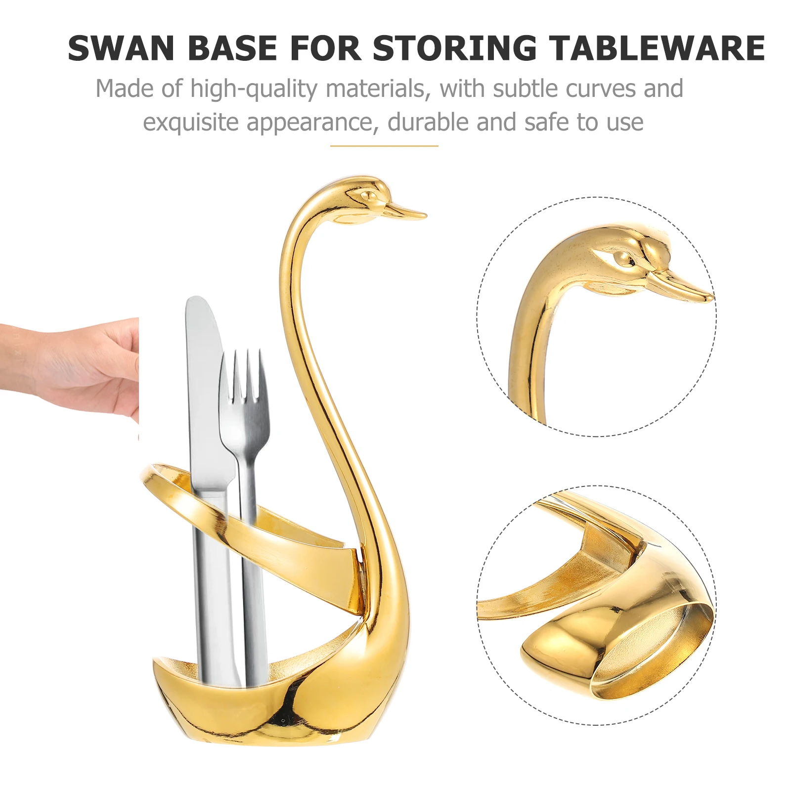 

1 Set Stainless Steel Swan Shape Fork Spoon Stand Holder Elegant Tableware Storage Rack For Kitchen Cafe Restaurant Home