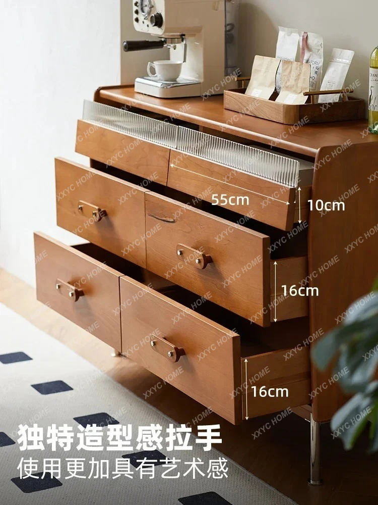 Nuevas llegadas D06 Retro cofre de madera maciza simple sala de estar sofá gabinete lateral dormitorio armario de almacenamiento S03