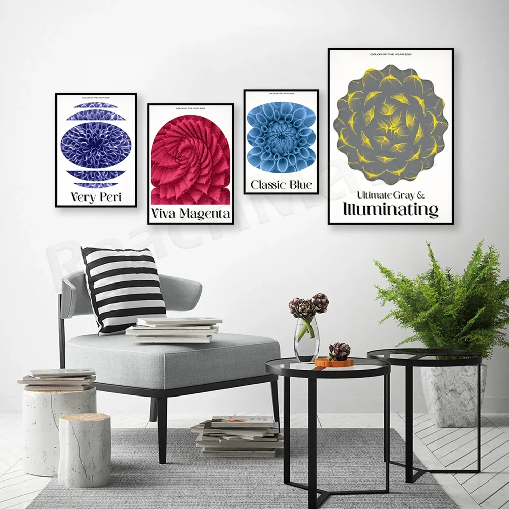 2020، 2021، 2022، 2023 لون العام فيفا أرجواني، طباعة بيري جدًا، ملصق بانتون فني فيبوناتشي، ديكور حائط إسكندنافي #4