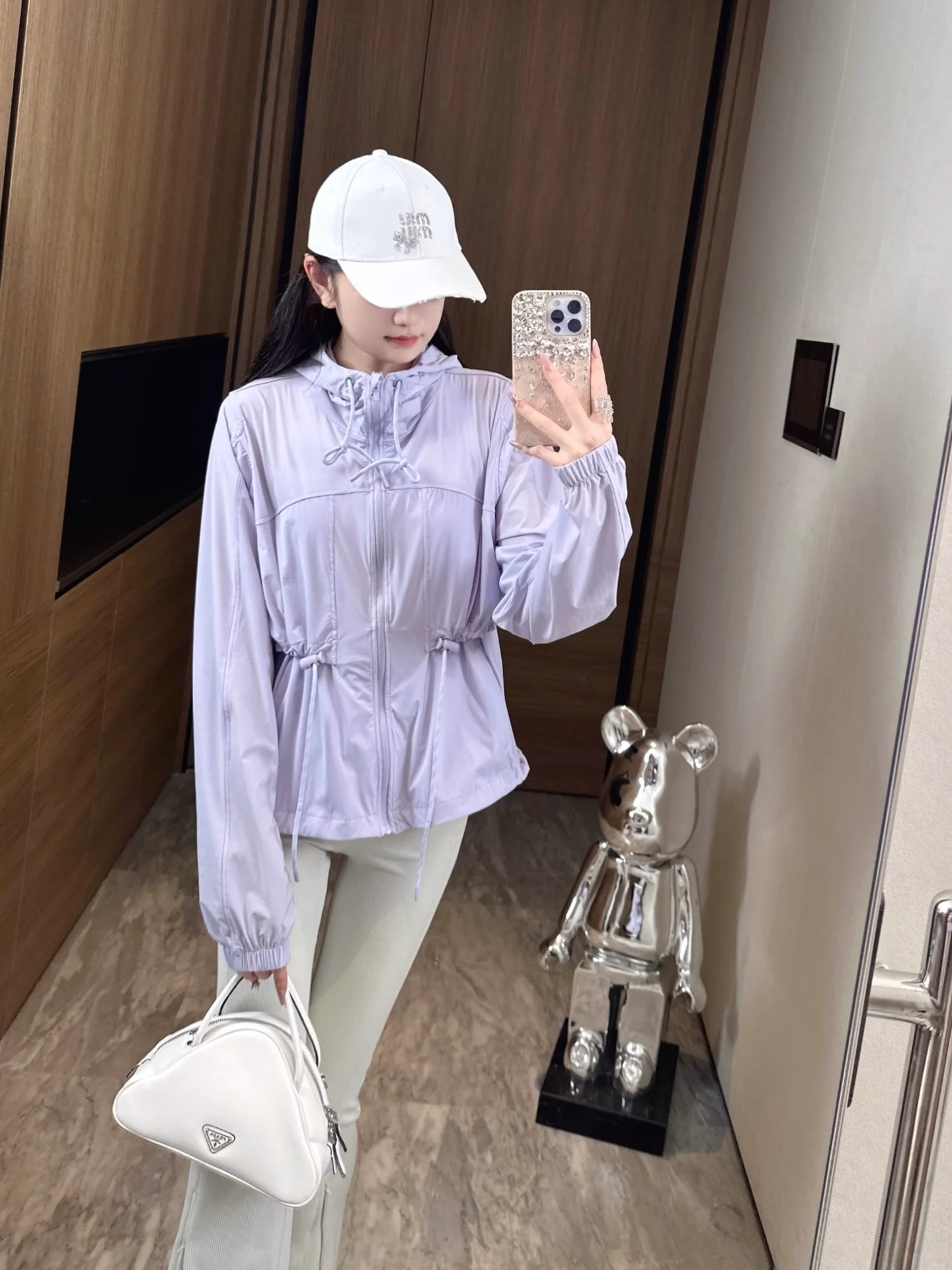 Ultra-Thin Skin-Friendly Cool-Feel Short Outerwear Women's Professional Sun Protection Clothing Adjustable Waist Drawstring