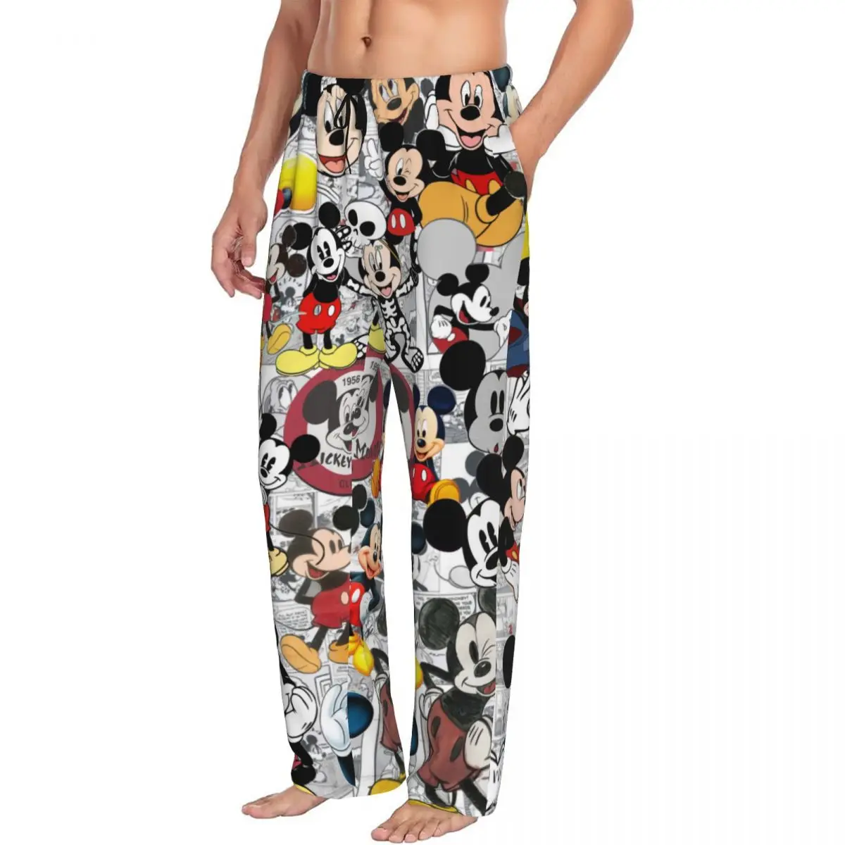 Custom Mickey Mouse Cartoon Animation Tv Pajama Pants for Men Lounge Sleep Stretch Sleepwear Bottoms with Pockets