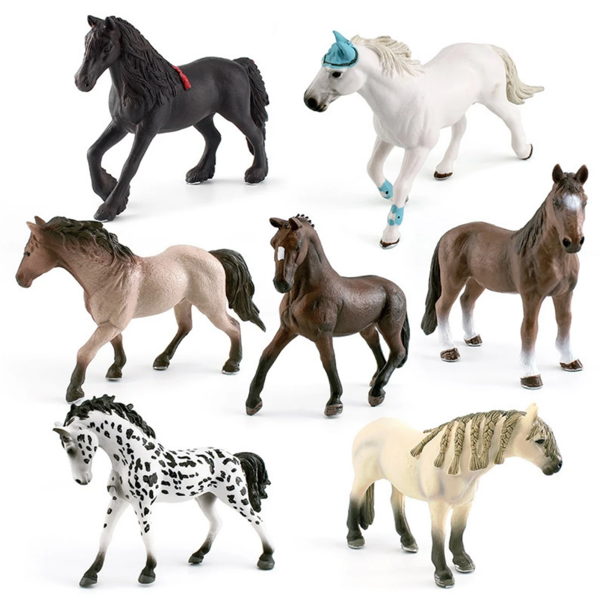 16 Kinds of Children's solid zoo model decoration simulation horse ranch Haverin male horse Arabian horse toy