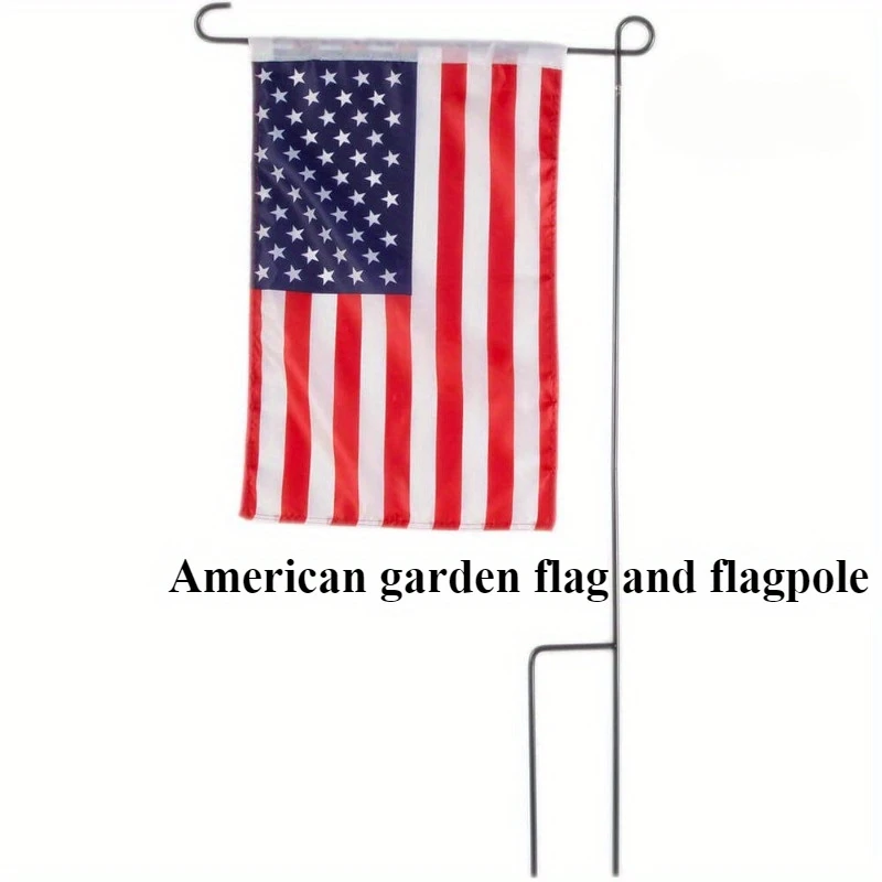 

Garden Yard Flagpole Holder Station Metal Wrought Iron Stake for 12 "x18" Flag, American Garden Flag Plus Flagpole