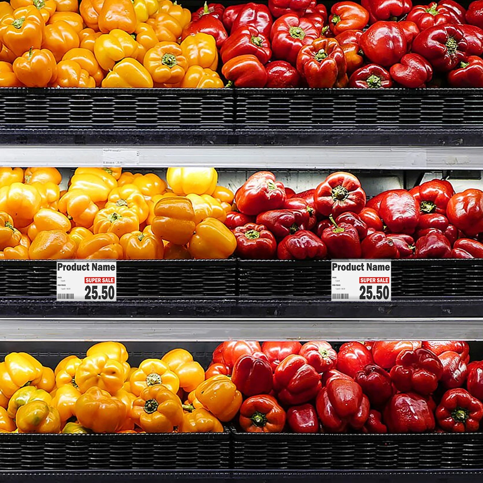 

60pcs Price Tags PVC Transparent Labels Double Line Hooks Supermarket Shelves Sign Holders Display Stands Clip On Easy
