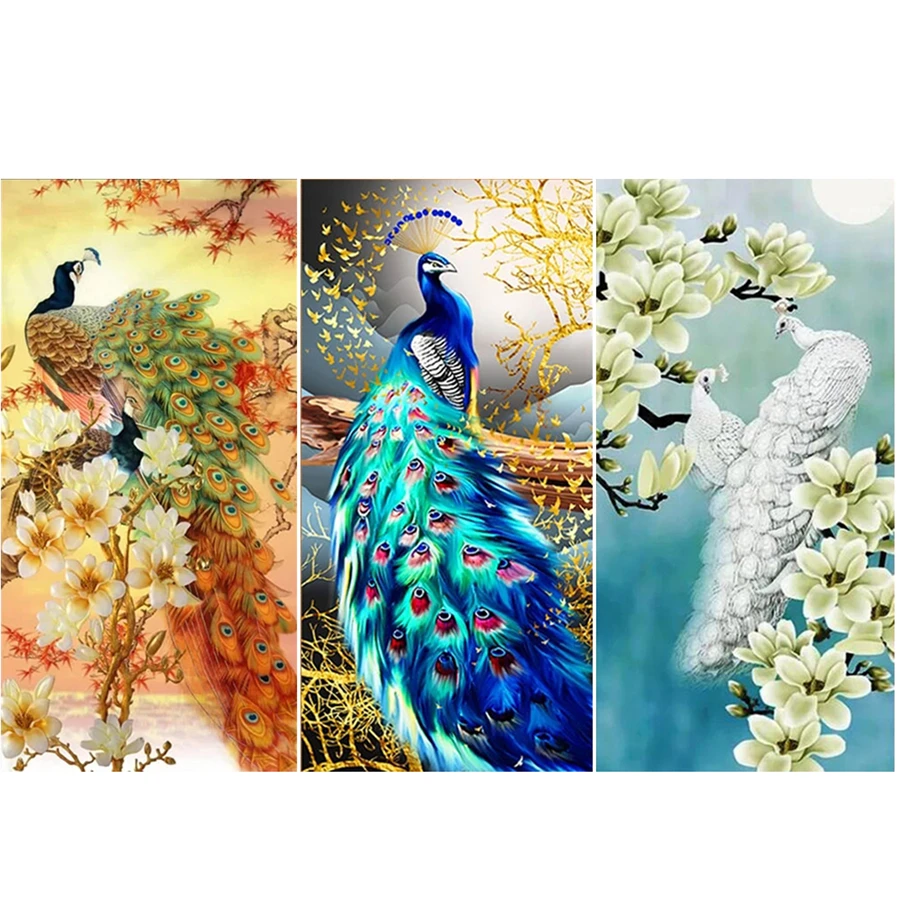 Big Size Kinds Peacock DIY 5D Diamond Painting Full Drill Square Embroidery Mosaic Art Picture Of Rhinestones Home Decor Gifts