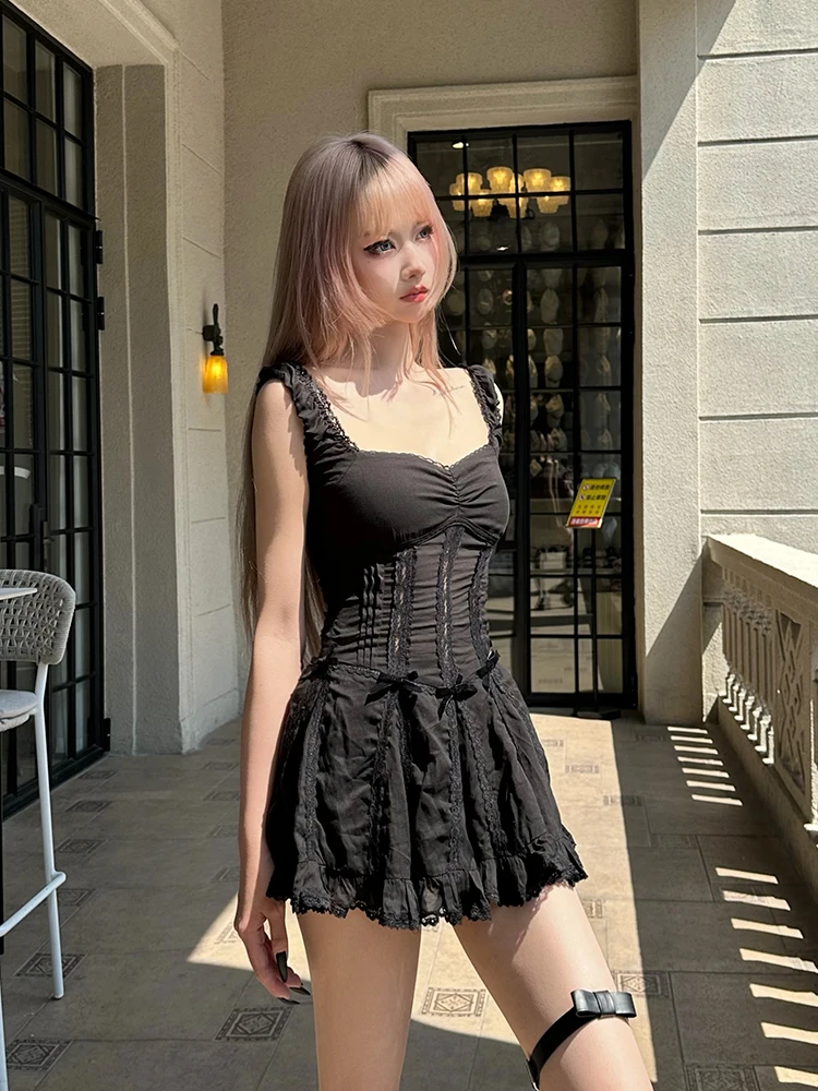 

Женское летнее платье XZY с кружевными вставками, приталенное, больших размеров, сексуальное, с завышенной талией, в корейском стиле, А-силуэт