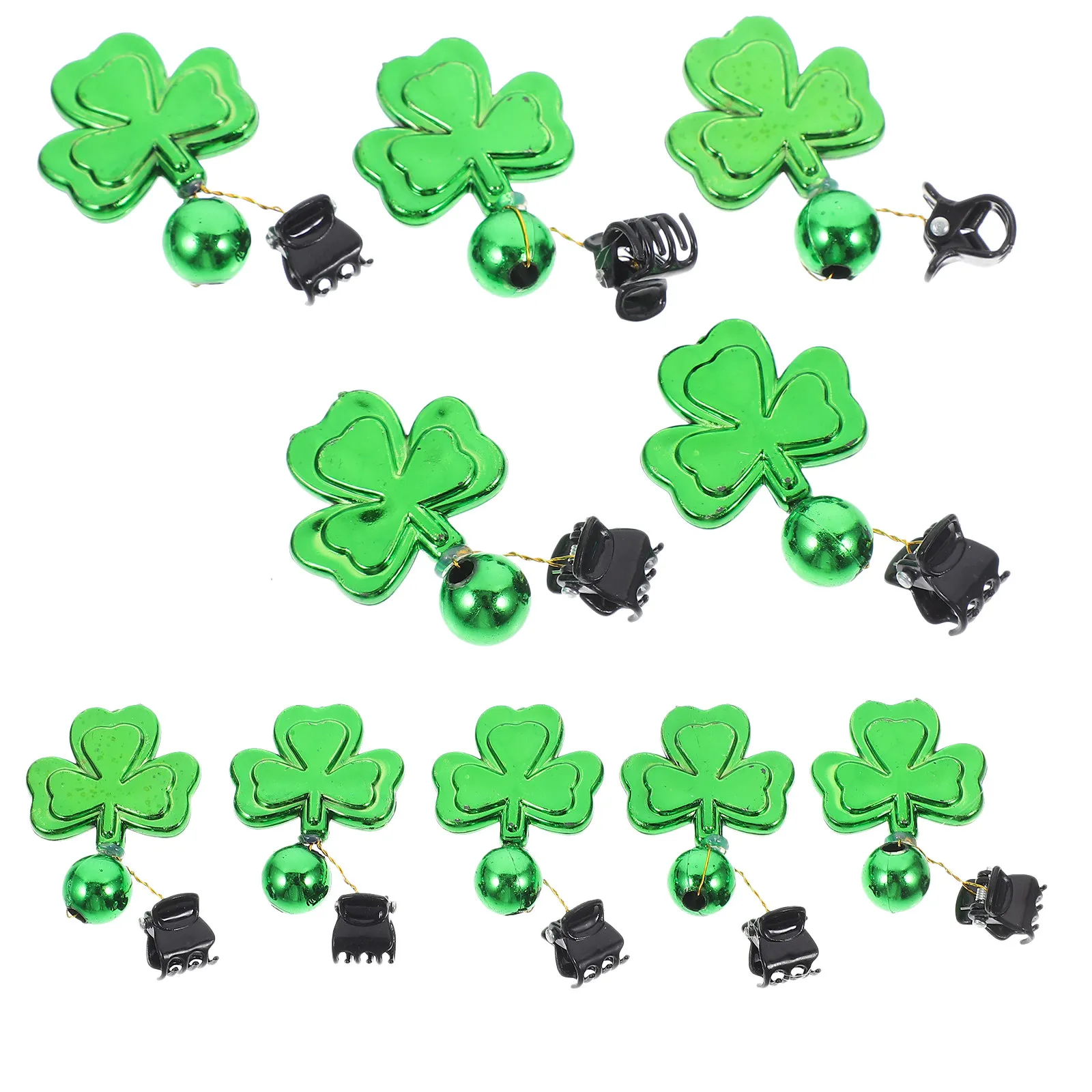 คลิปหนีบหนวดรูปใบโคลเวอร์ 10 ชิ้น สำหรับตกแต่งงานเทศกาล ปาร์ตี้ วันเซนต์แพทริก อุปกรณ์เสริมเครื่องแต่งกาย ประดับหนวดสำหรับผู้ชาย