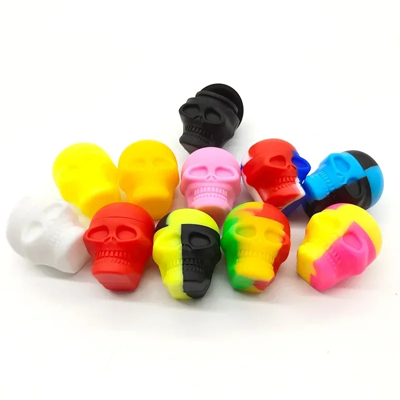 2/6Pcs skull style non stick silicone box container 13ML non stick oil wax storage box silicone can