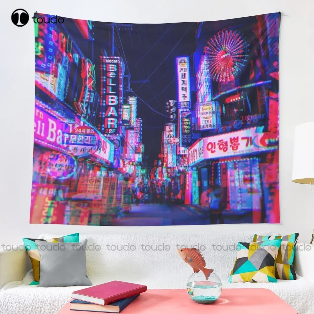 Lsd Nights Korea Seoul Japan Tokyo Tapestry Tapestry Wall Hanging For Living Room Bedroom Dorm Room Home Decor Printed Tapestry