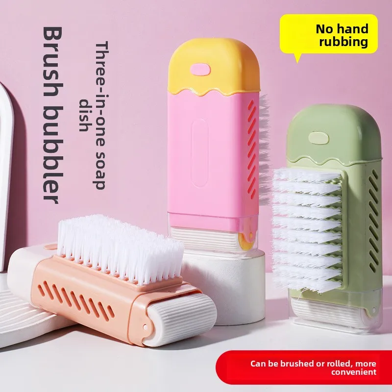 

Portable 3-in-1 Soap Bubble Box Creative Household Dormitory Drain Box Soap Box Clothing Brush Shoe Brush