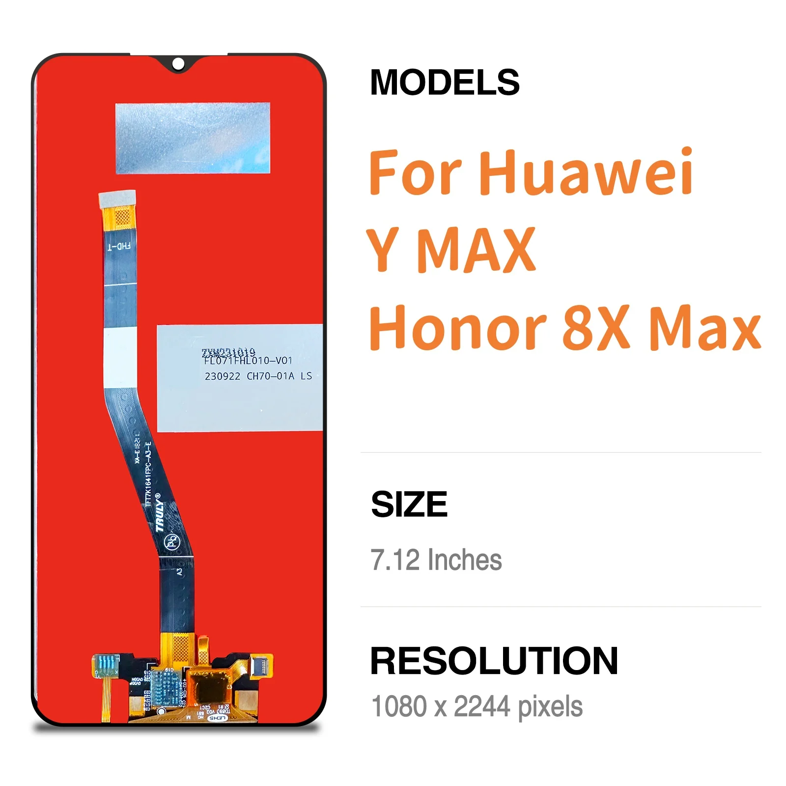 7.12 "originale per Huawei Y MAX ARS-L22 Display LCD Touch Screen Digitizer Assembly per Honor8X MAX sostituzione