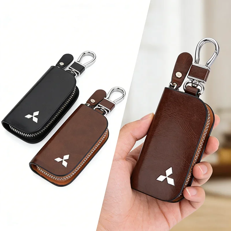 

Leather key fob cases and car key covers specifically designed for the Mitsubishi Outlander, Lancer 9/10, ASX, L200, Pajero, Mir