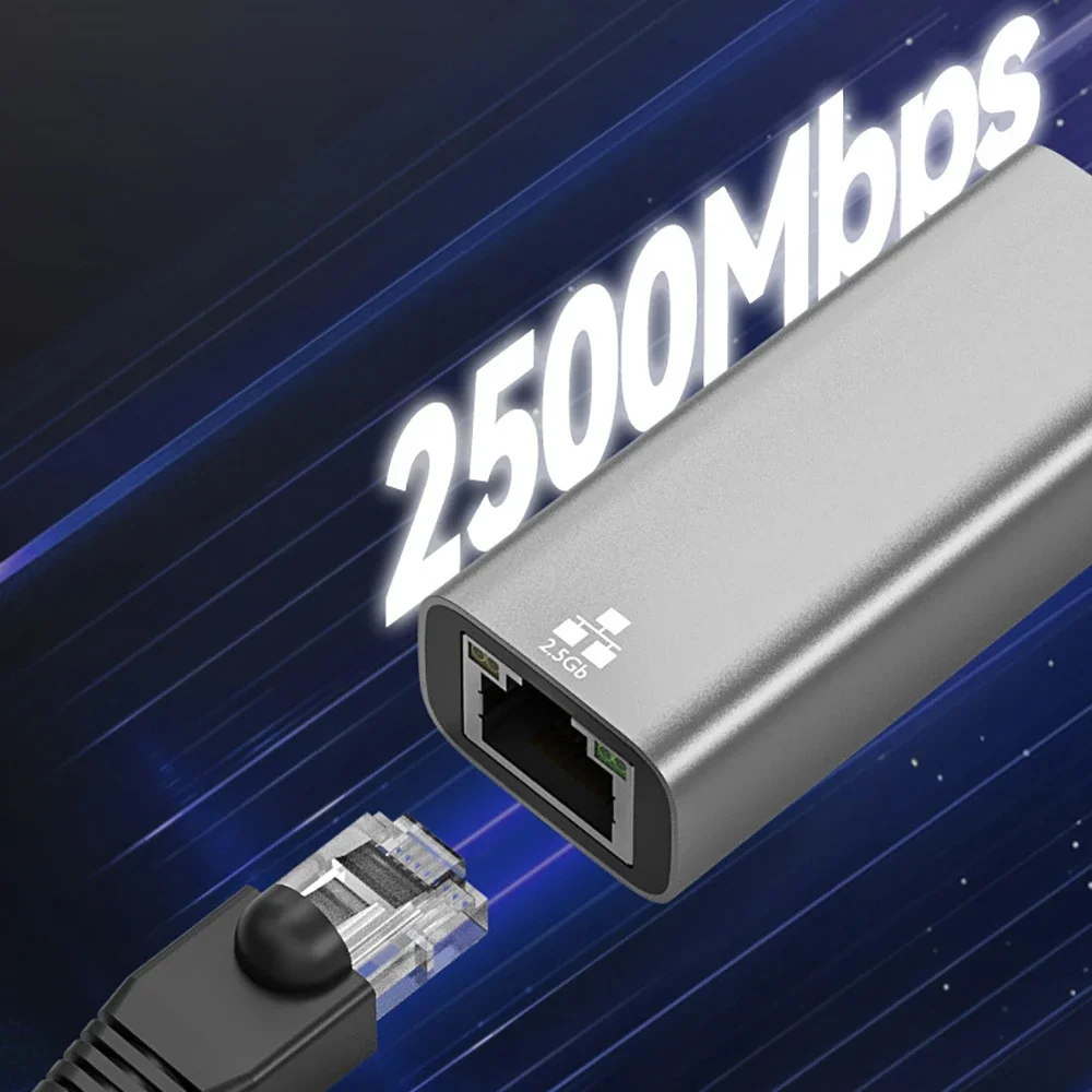 محول إيثرنت 2500 ميجابت في الثانية USB 3.0 بطاقة الشبكة السلكية USB نوع C إلى RJ45 إيثرنت Lan محول 2.5 جيجابت بطاقة الشبكة لأجهزة الكمبيوتر المحمول