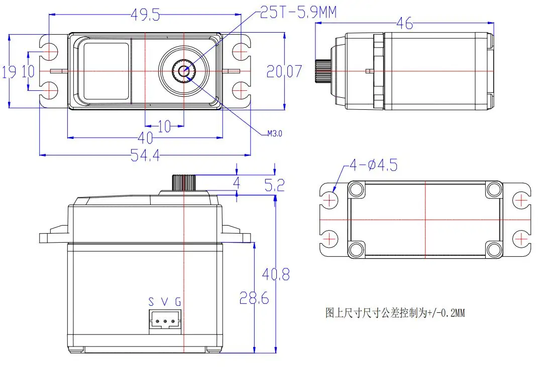 로봇공학 Feetech HLS3620-C002용 힘 제어 기능이 있는 고강도 사이클 7.4V 20kg 서보