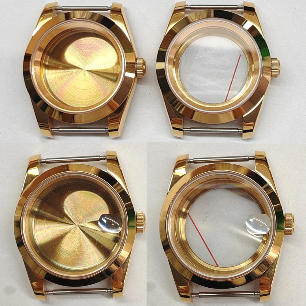 حافظة ساعة ذهبية PVD 36 مم/39 مم، حافظة زجاجية معدنية من الفولاذ المقاوم للصدأ NH35، لحركة NH35/NH36، غلاف ساعة مناسب 29 مم 28.5 مم #1