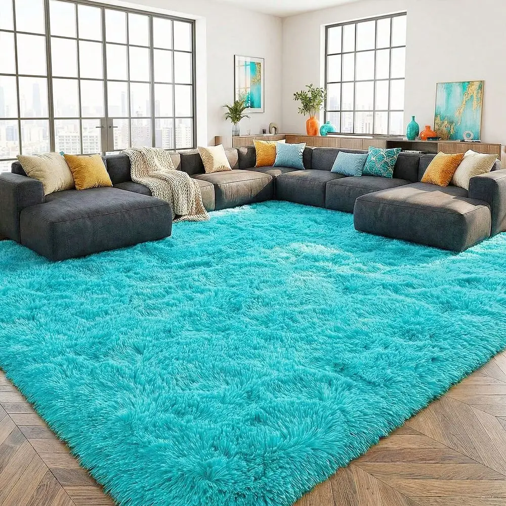 

Room Rugs, Bedroom Rugs Ultra Soft Plush Rug, Fluffy Shaggy Carpet, Washable Area Rug With NonSlip Backing 4 Free Grip Stickers