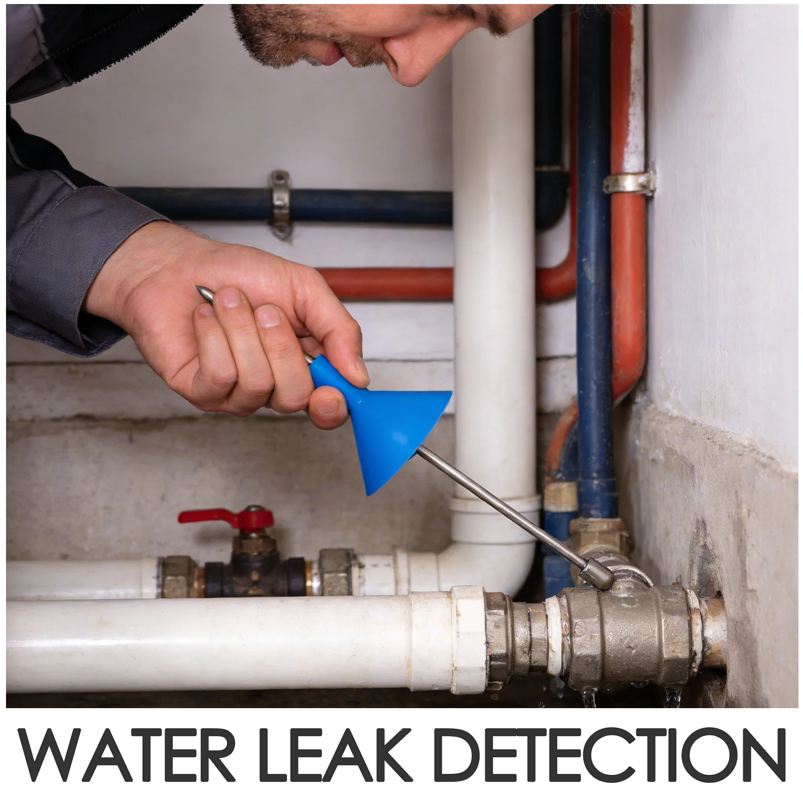 10.4 Inch Underground Pipe Leak Rod Robust Stainless Steel Water Leakage Testing Tool for Plumbers Fast Fault