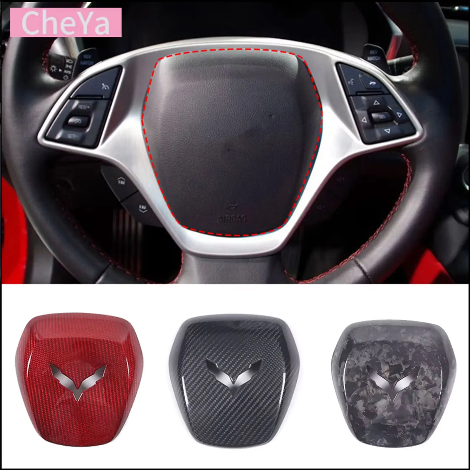 Car Steering Wheel Panel Cover for Chevrolet Corvette C7 2014 2015 2016 2017 2018 2019 Interior Accessories