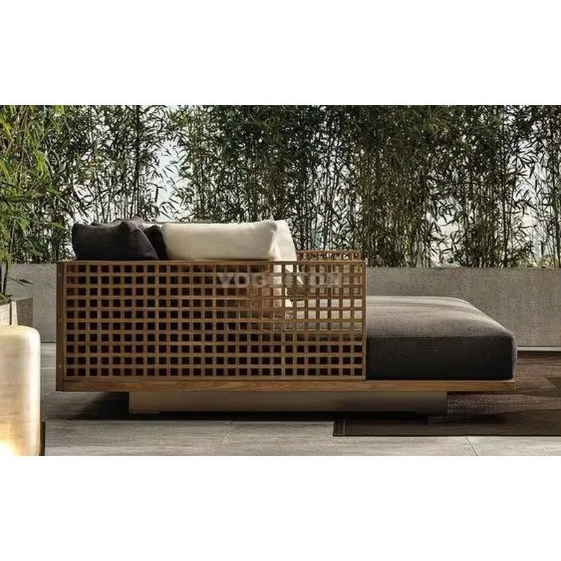 for Luxury Outdoor Furniture Wooden Garden Waterproof Fireproof Outdoor Sofa Set Hotel Outdoor Teak Terrace Sofa Modern
