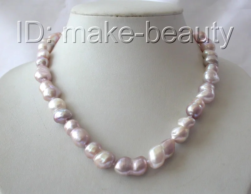 stunning big 20mm baroque lavender purple freshwater cultured pearl necklace