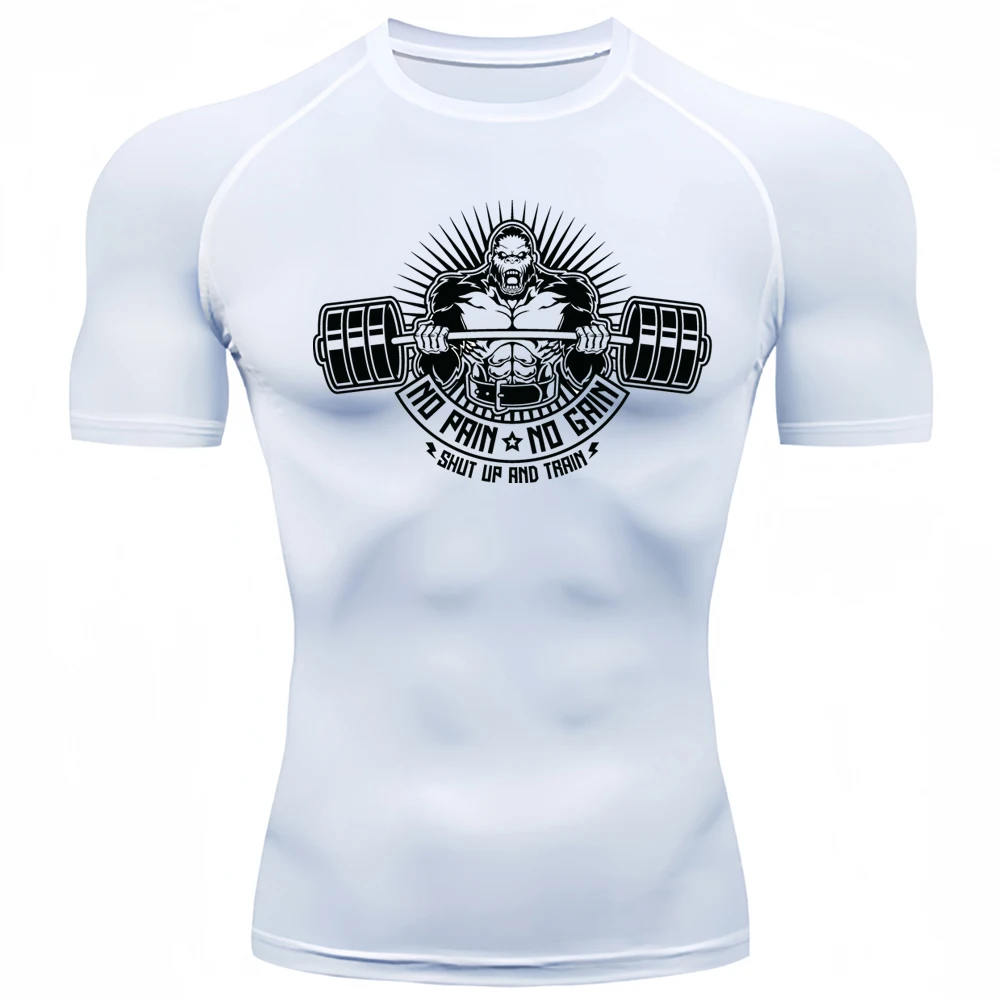 Camiseta de ginástica de compressão masculina, Respirável, Secagem rápida, Training Tees, Fitness, Tops de corrida, Corrida, Jogging, Verão