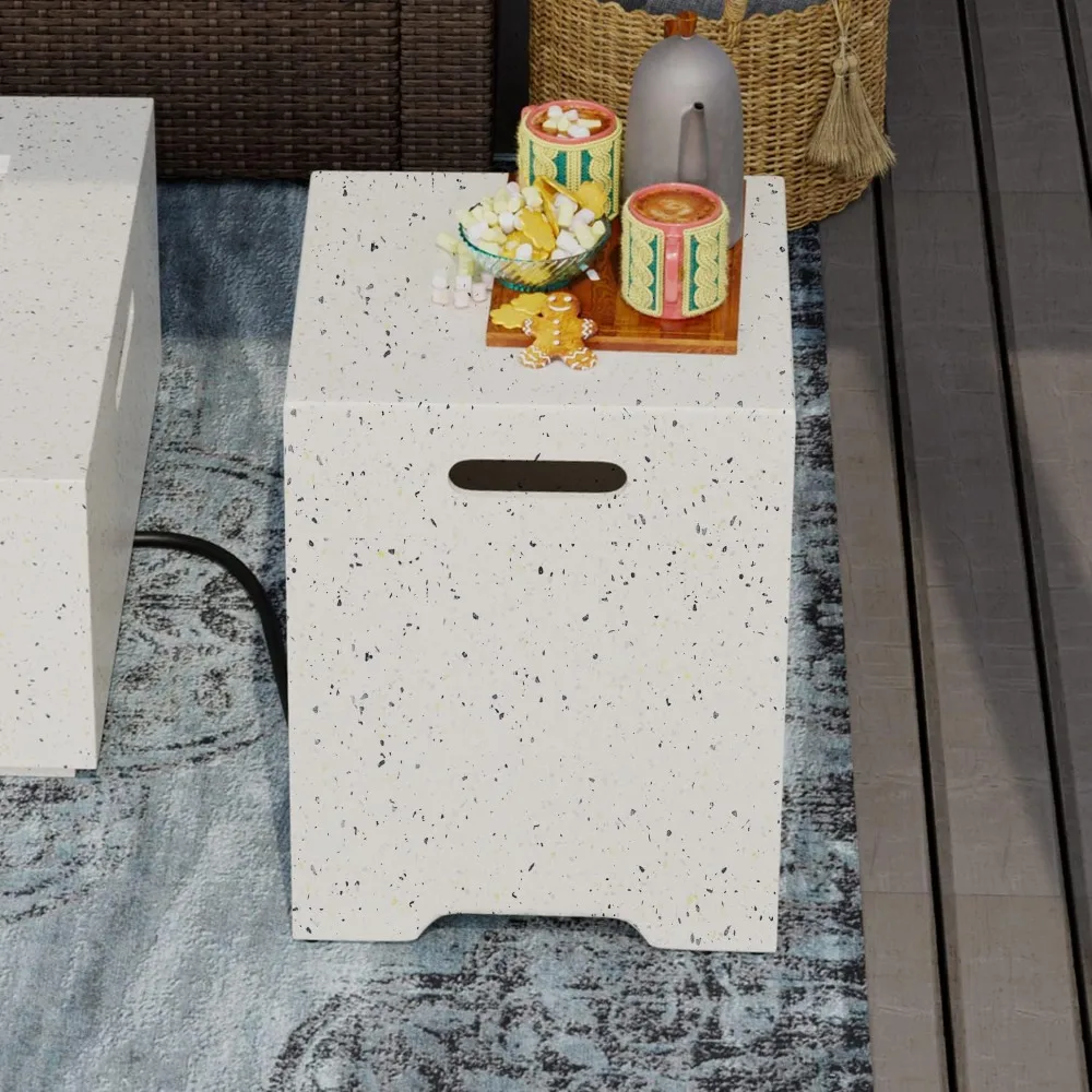 

SUNBURY Propane Tank Cover Table for 20 Gallon Gas Tank, 16 inch Concrete Propane Tank Storage Box with Side Handles, Outdoor Ta