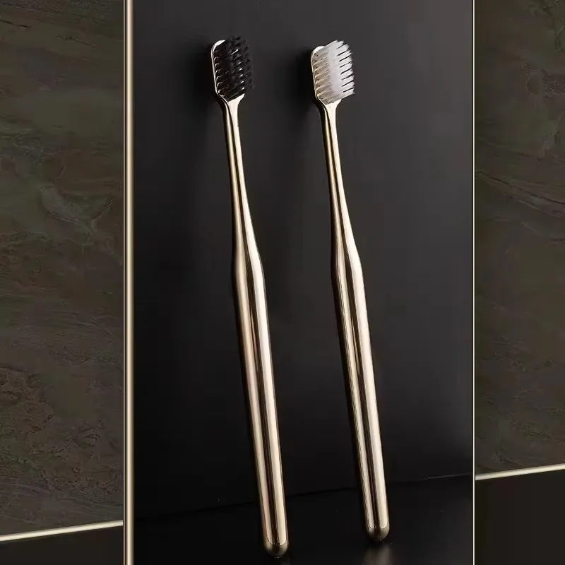 4/2/1pcs Luxury Soft Toothbrush Men Women Adult Tooth Brush Gold Silver Dental Brushes Elegance Gentle Toothbrushes