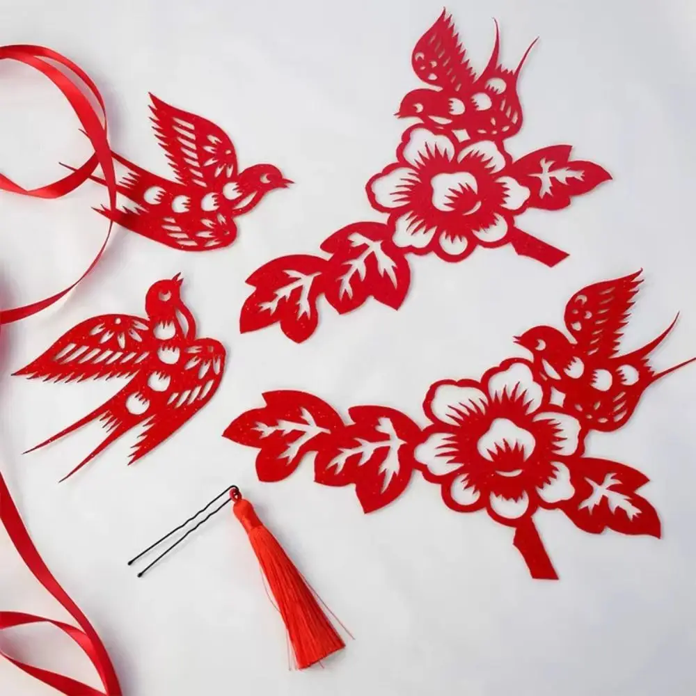 العقعق النمط الصيني خوذة ورقة قطع نمط دبوس الشعر Hanfu أغطية الرأس شيونغسام الصباح رداء السنة الجديدة غطاء الرأس النساء #5