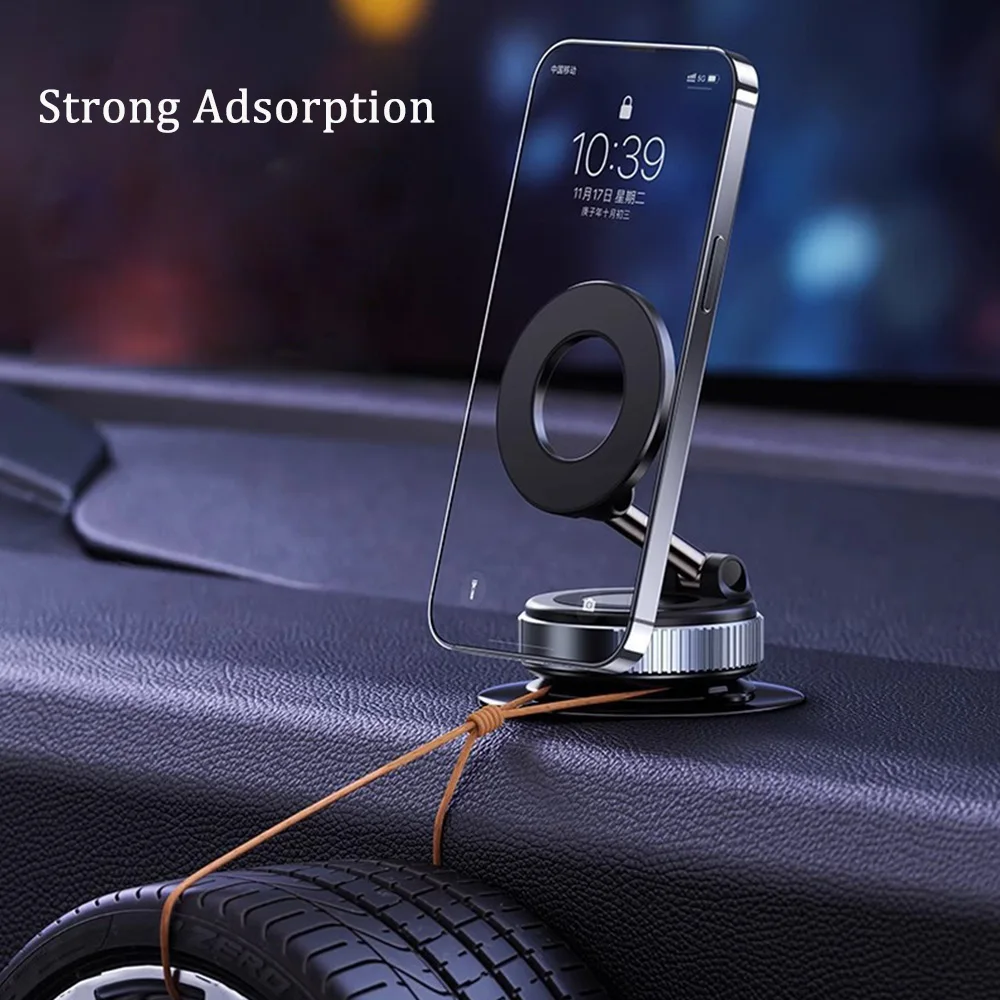 Foldable Vacuum Phone Holder Car Magnetic Suction Stand Strong Adsorption 360° Rotation Car Holder For iPhone Samsung Xiaomi