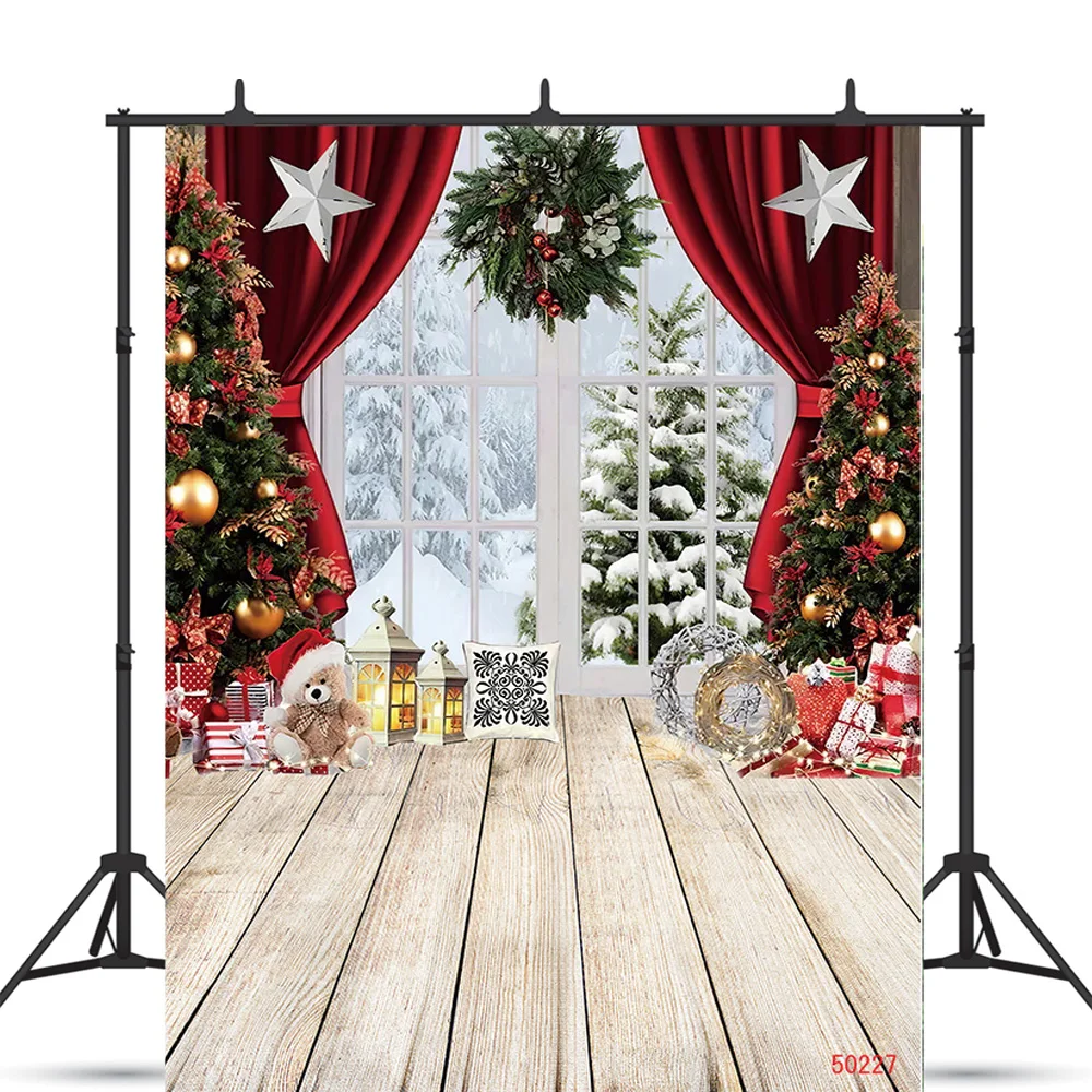 

Vinyl Custom Christmas Theme Photography Background Props Pine Tree Family Festival Backdrops For Photo Studio ZM-06