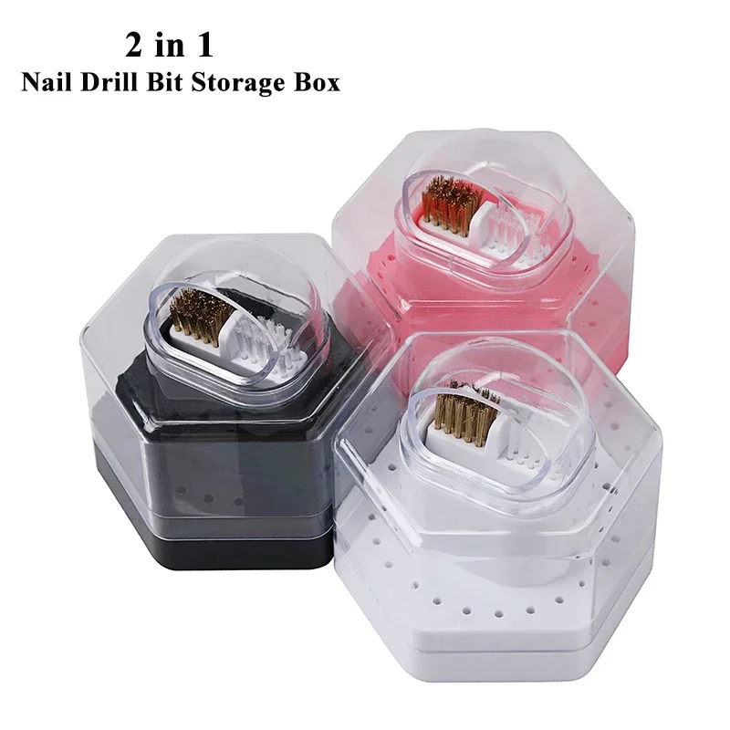 24-Loch-Nagelbohrer Aufbewahrung sbox mit Reinigungs bürste Maniküre Salon Schleif kopf halter Display Nail Art Zubehör