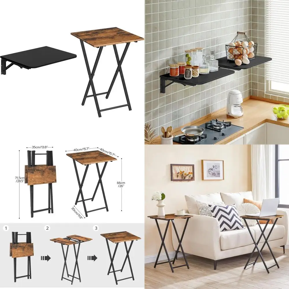 

Folding Wall-Mounted TV Tray Table, Compact Desk for Small Spaces, Stable Snack Stand, Drop Leaf Sofa Side Table