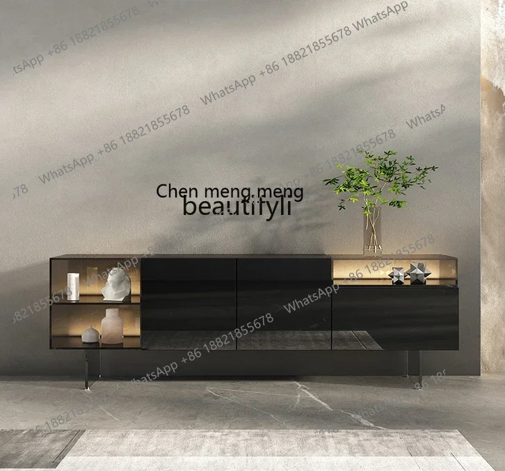 182C Italian light luxury suspended TV cabinet modern minimalist living room acrylic TV cabinet bedroom floor cabinet