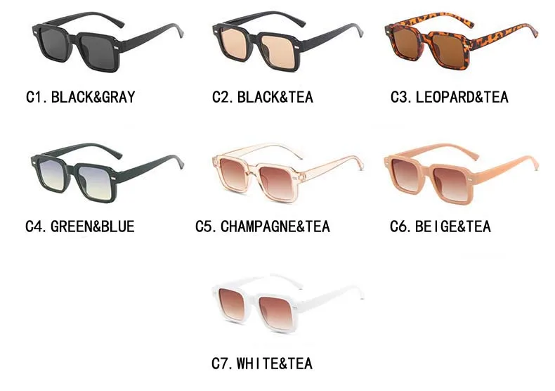 Retro Rice Staple Rechteckige Sonnenbrille mit kleinem Rahmen für Damen – Detail 10