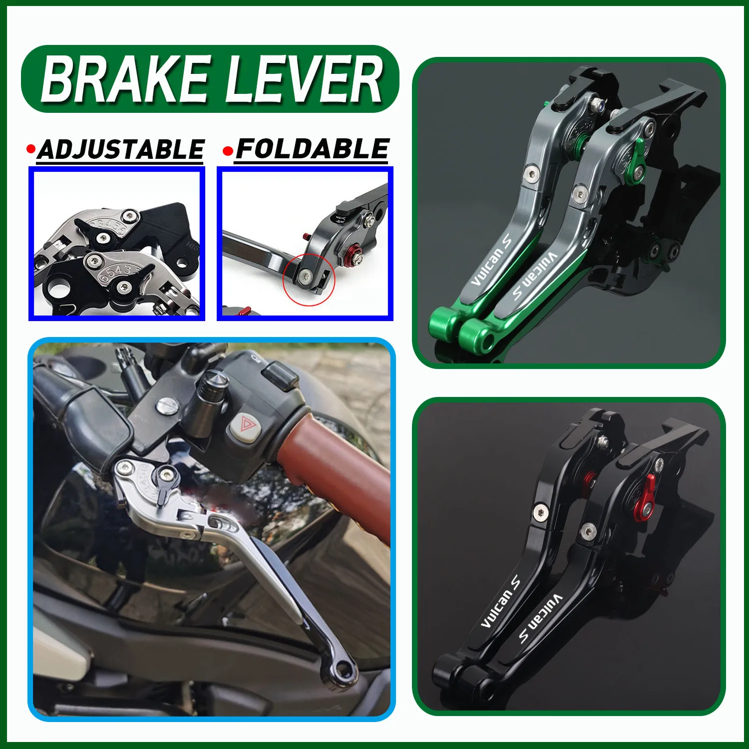 CNC Brake Clutch Lever Set, Punho Dobrável Ajustável, Alavancas de Guarda, Kawasaki Vulcan S, Café, 650 S, EN, VN650, 2015-2024