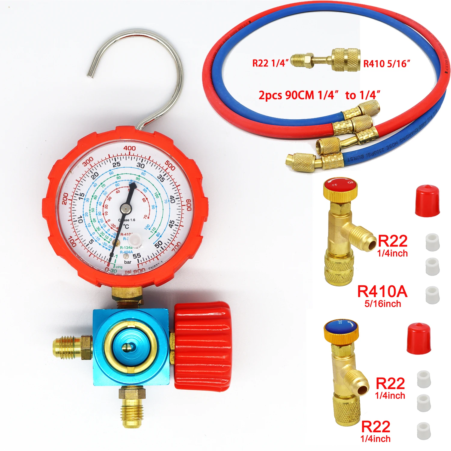 

Used for R22 R410a refrigerant household automobile air conditioner fluoride addition kit Freon ordinary cold gas meter set