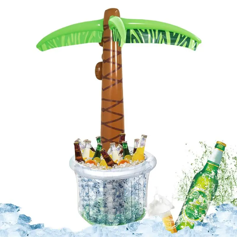 

Inflatable Cooler for Parties Large Capacity Coconut Tree Design Blow up Ice Bucket Portable Cooling Bucket Tropical Beach