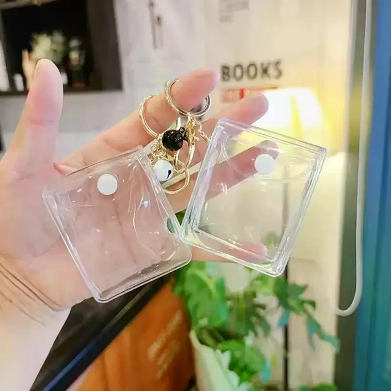 Transparent PVC Square Mini Coin Purses Case Clear Small Key Wallets Pouch Women Kids Girls Lipstick Earphone Coin Storage Bags