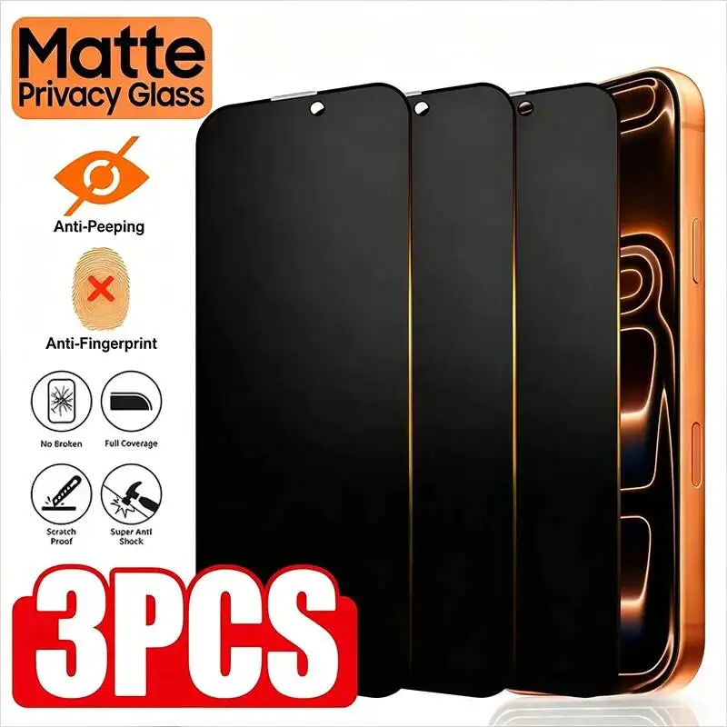 

Full Cover Matte Privacy Screen Protectors For Iphone 17 16 15 14 13 11 12 Pro Max 6 7 8 Plus SE XR X XS Air Anti-Spy Film