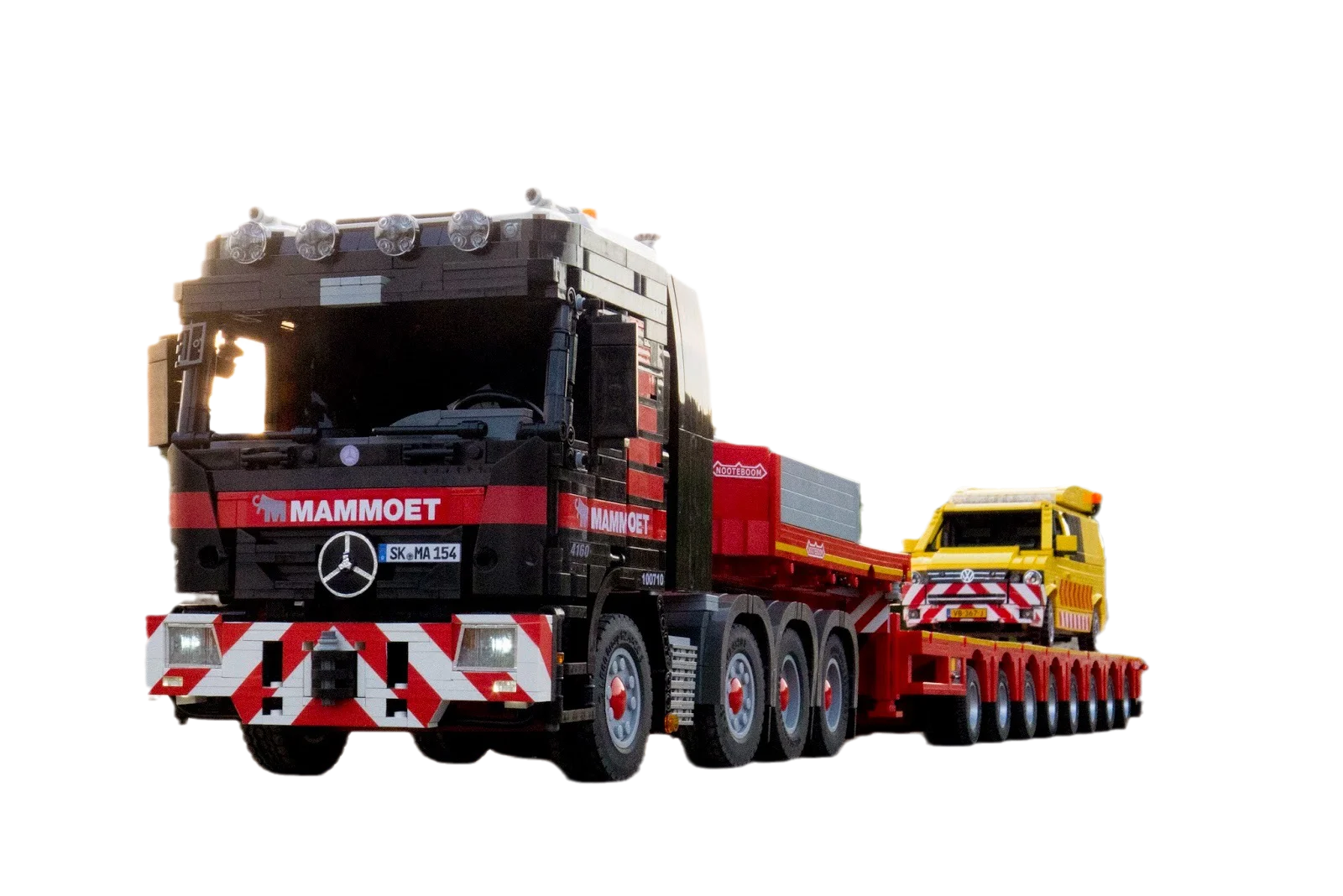 Small particle building block technology truck trailer head Trailer large truck electric remote control assembly moc-6075 assemb