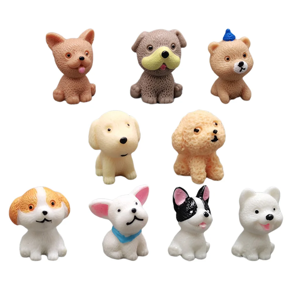 

9 Pcs Mini Puppy Ornament Animal Dog Figurines Lovely Adornment Household Miniature Ornaments Resin Child