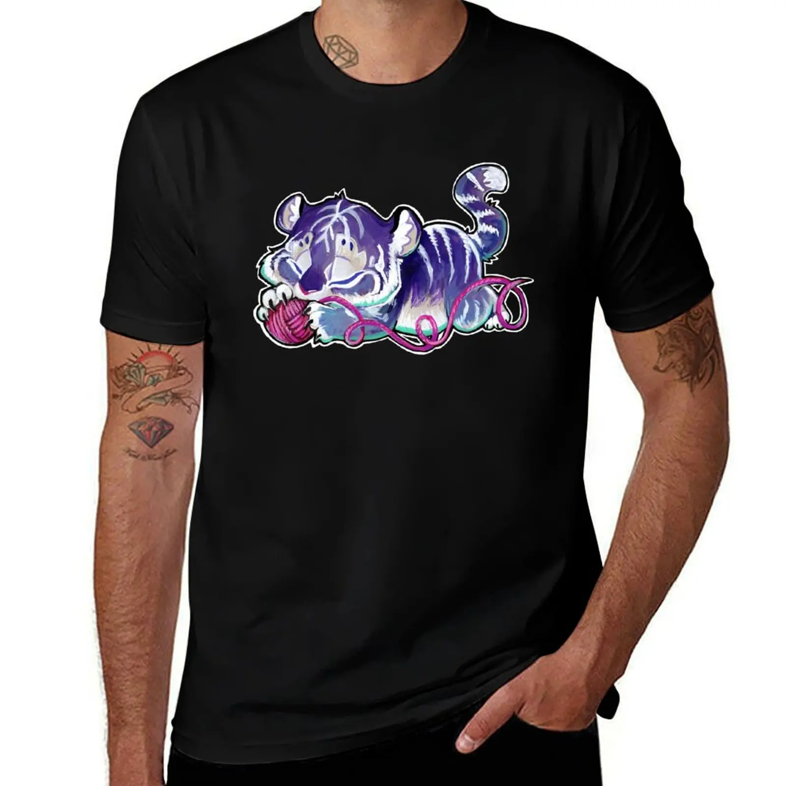 Yarn the sleepy purple tiger T-Shirt t shirts for man graphic tees graphic t shirts for man anime t shirts oversize T-shirt