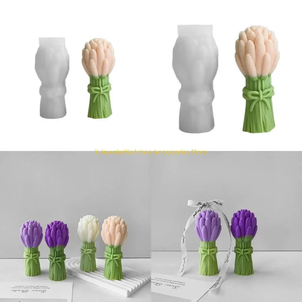 

31KD Beautiful Clay Silicone Mold Ornaments Molds Lavender Bouquets Shaped Statue Molds Silicone Moulds for Crafting