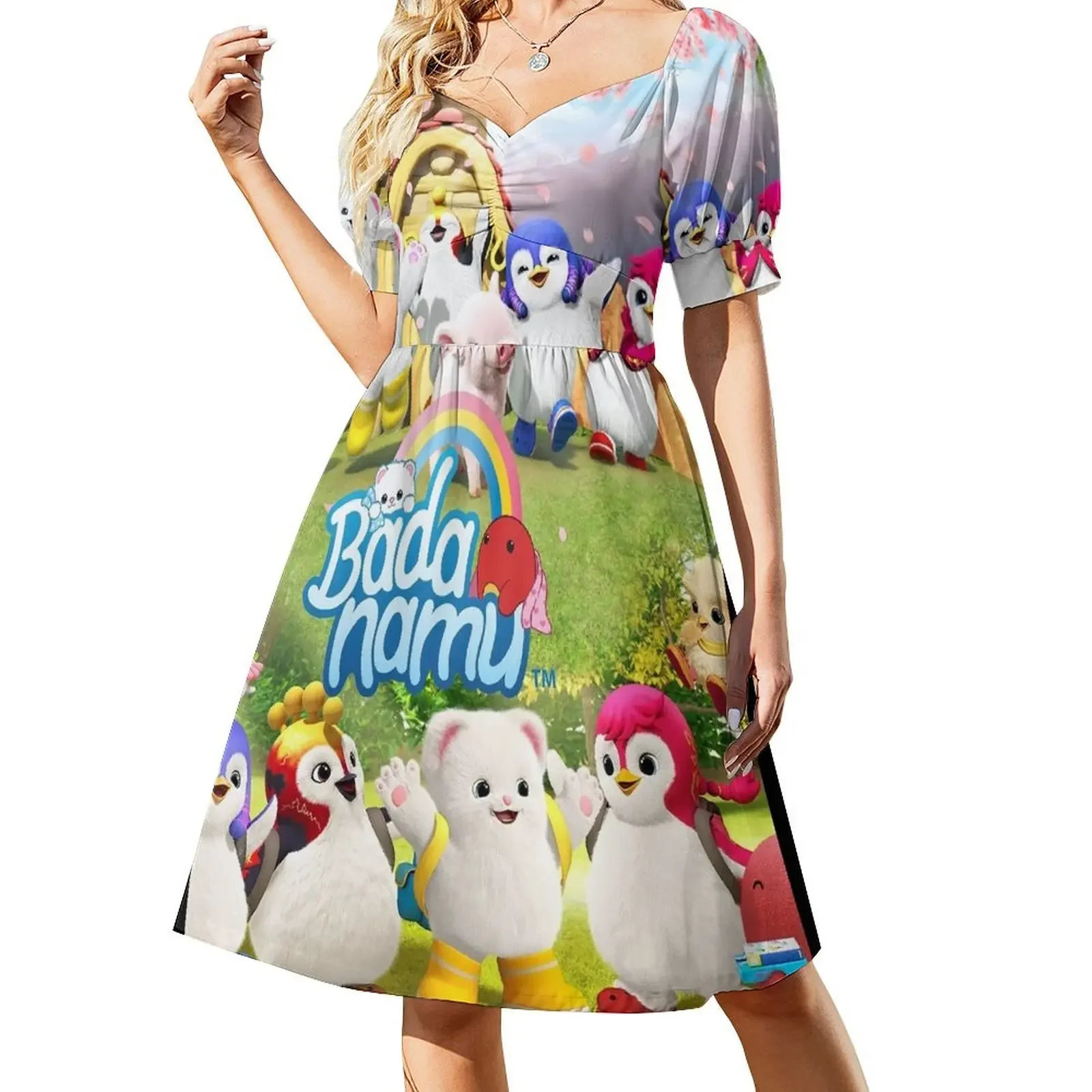 

Sixba character Cartoon Logo Sleeveless Dress sexy short dresses daring women evening dress Dress